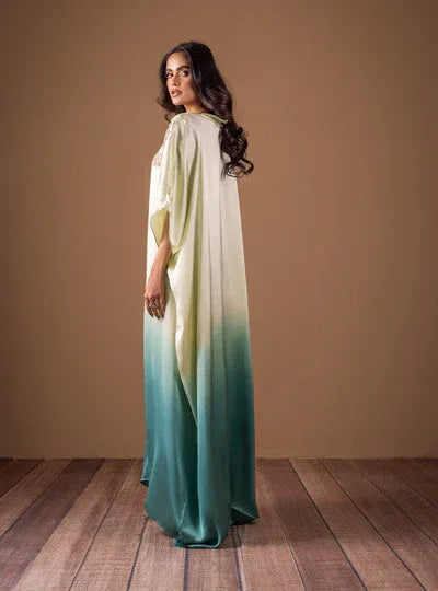 Zainab Chottani | The Kaftan Edit | Aqua Flame - Aqsa Fabrics