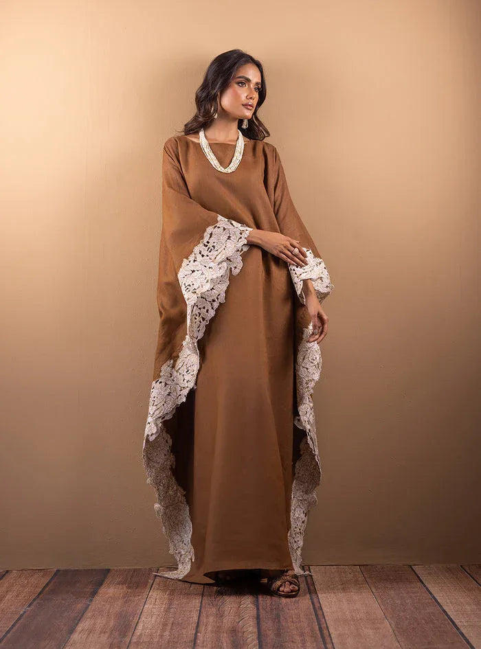 Zainab Chottani | The Kaftan Edit | Cinnamon Sand - Aqsa Fabrics