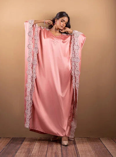 Zainab Chottani | The Kaftan Edit | Coral Blossom - Aqsa Fabrics