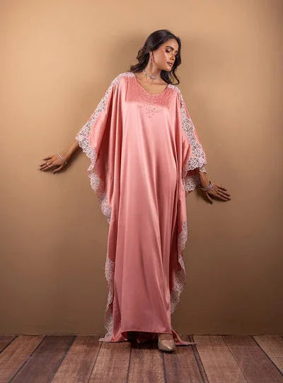 Zainab Chottani | The Kaftan Edit | Coral Blossom - Aqsa Fabrics