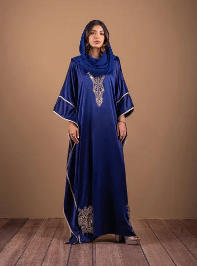 Zainab Chottani | The Kaftan Edit | Deep Blue Blossom - Aqsa Fabrics