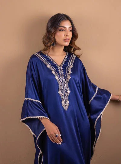 Zainab Chottani | The Kaftan Edit | Deep Blue Blossom - Aqsa Fabrics