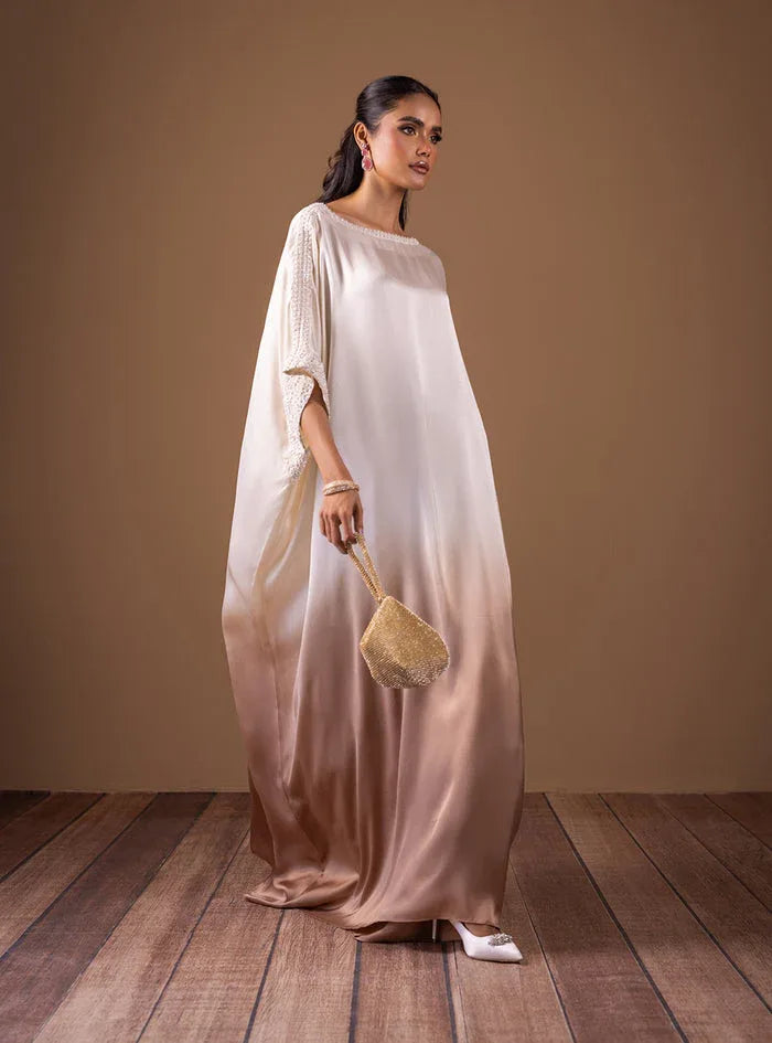 Zainab Chottani | The Kaftan Edit | Champagne Flame - Aqsa Fabrics