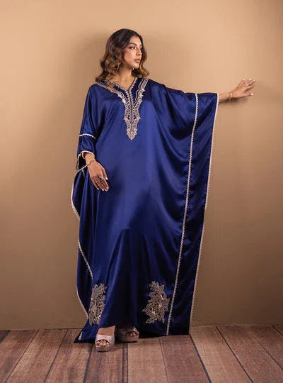 Zainab Chottani | The Kaftan Edit | Deep Blue Blossom - Aqsa Fabrics