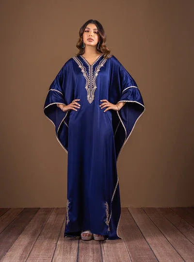 Zainab Chottani | The Kaftan Edit | Deep Blue Blossom - Aqsa Fabrics