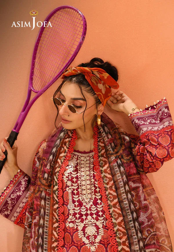 Asim Jofa | Summer Rhapsody | AJUBU-26 Printed Embroidered Lawn - Aqsa Fabrics