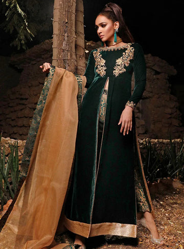 Zainab Chottani | Semi Formals | DARK MOSS TOPAZ - Aqsa Fabrics