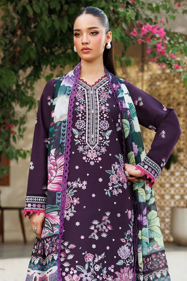 Farasha | Summer Weaves Embroidered Lawn | Plum Allure - Aqsa Fabrics