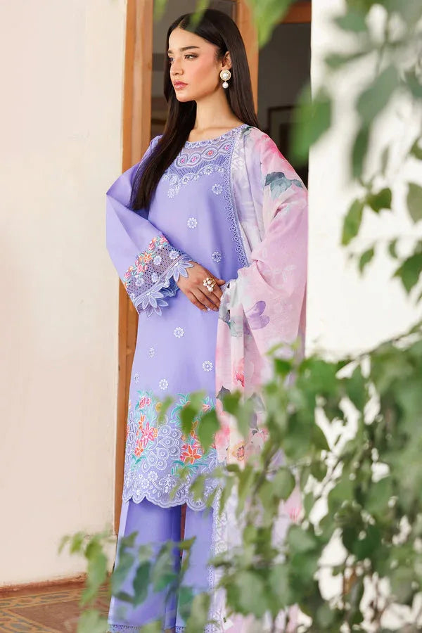Farasha | Summer Weaves Embroidered Lawn | Lavender Dew - Aqsa Fabrics