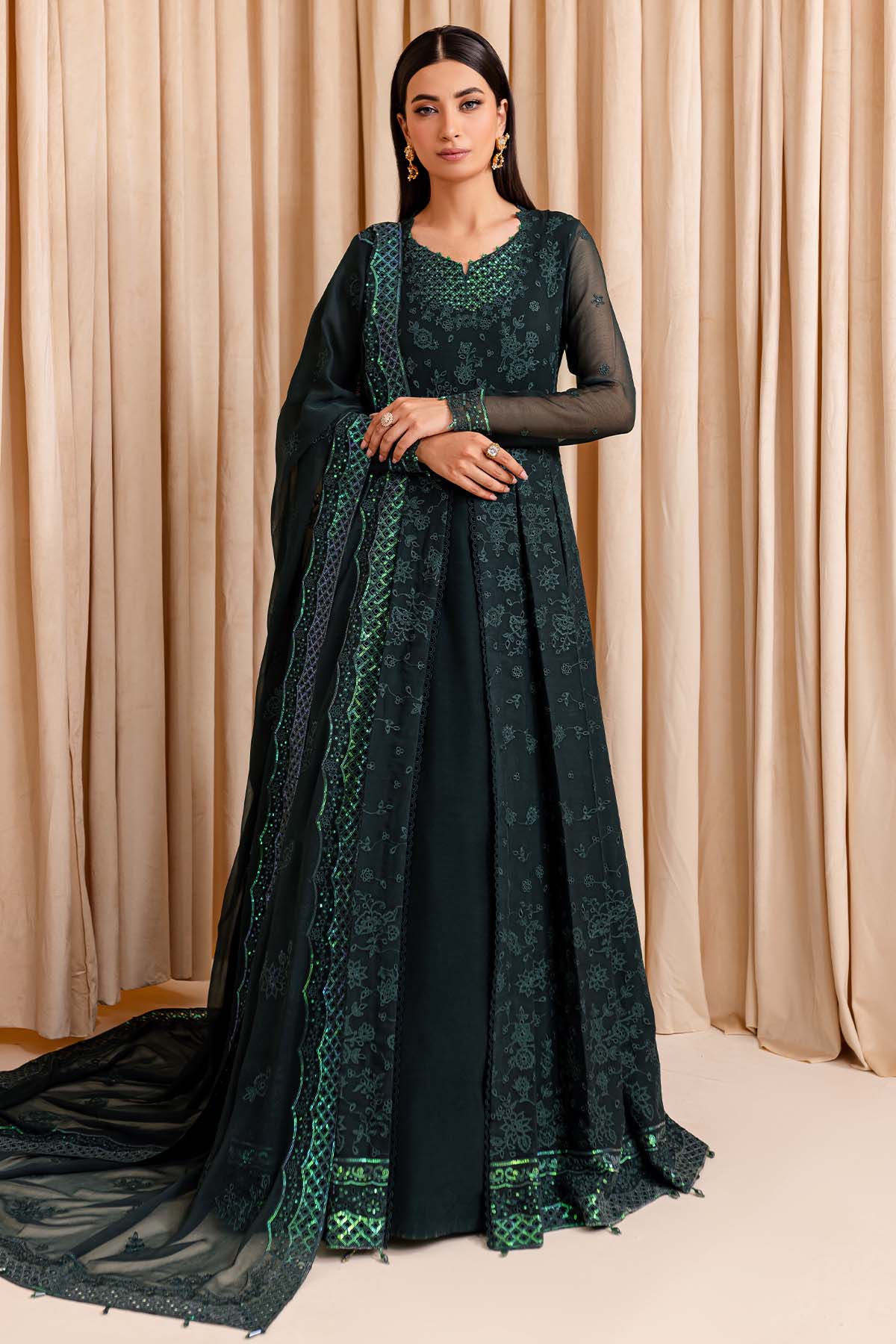 Farasha | Lumiere Formals | ENCHANTED SAGE - Aqsa Fabrics