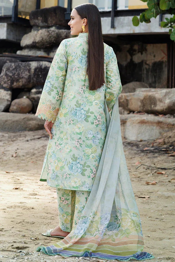 Farasha | Printed Essentials | Mint Bloom - Aqsa Fabrics