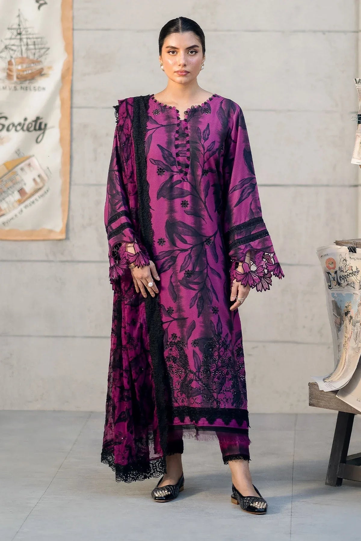 Nureh | Glam Girl Lawn | GL-23 - Aqsa Fabrics