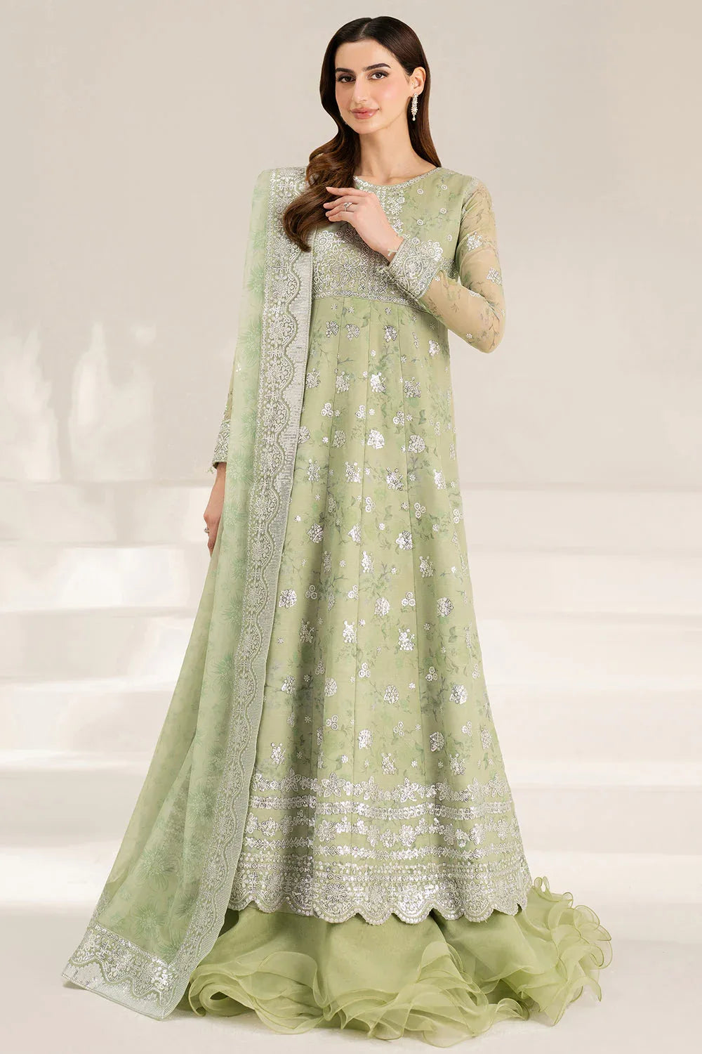 Farasha | Fiorella Formals | Sage Sparkle - Aqsa Fabrics