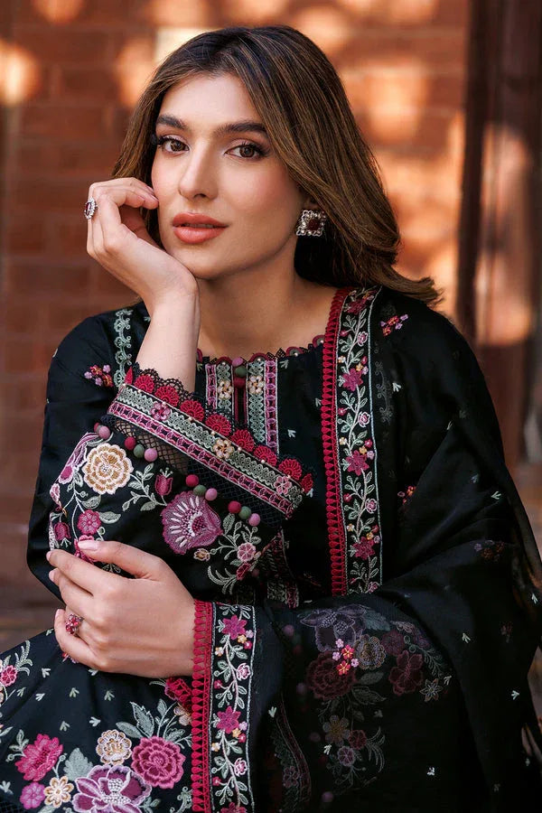 Farasha | Dastoor Embroidered Lawn SS24 | ORNATE NOIR - Aqsa Fabrics