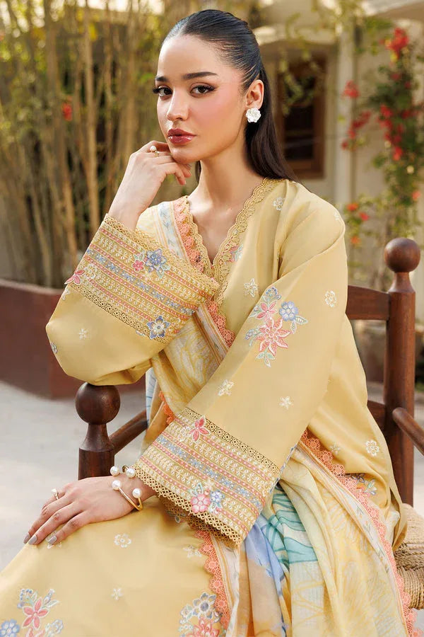Farasha | Summer Weaves Embroidered Lawn | Sunlit Mellow - Aqsa Fabrics