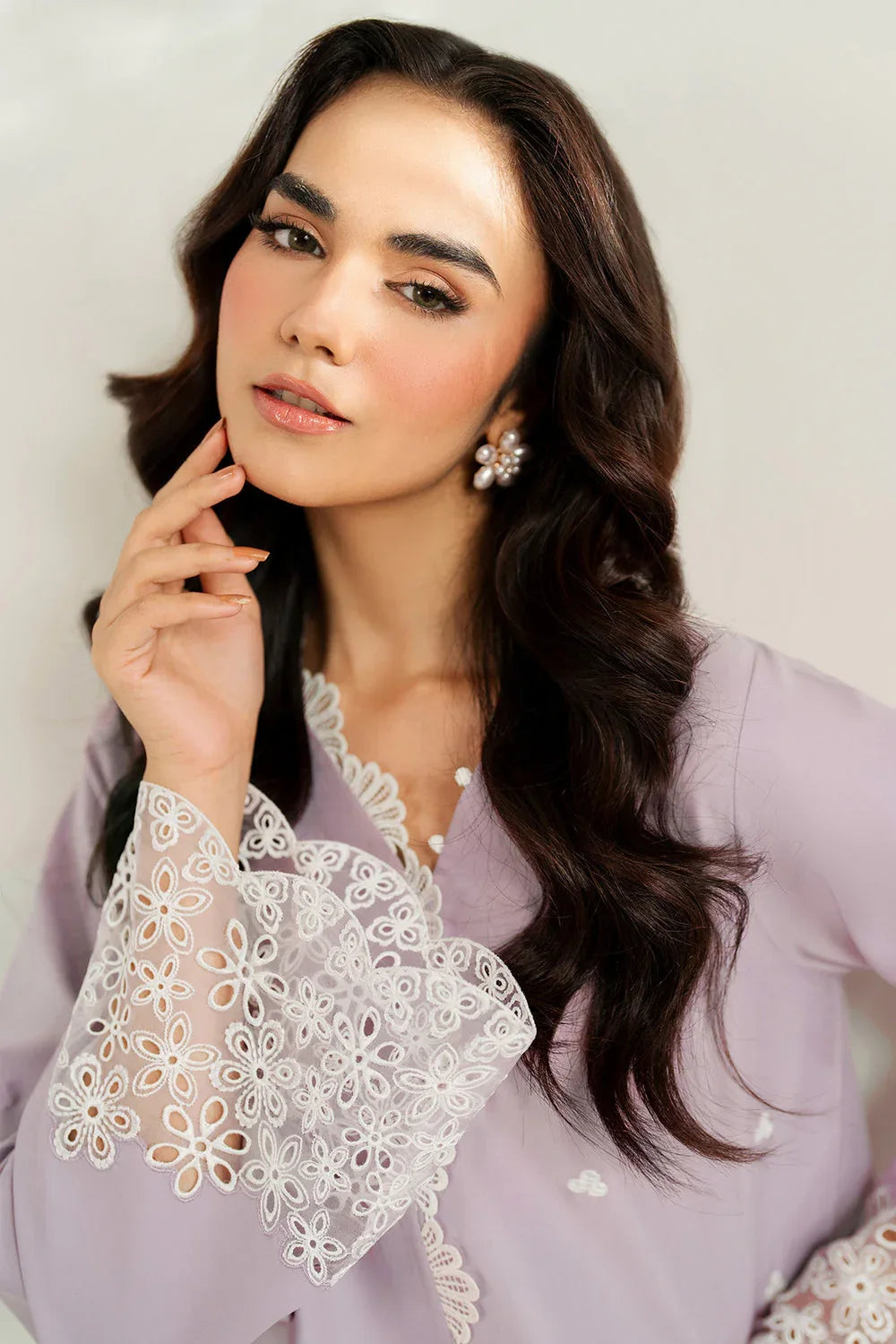 Farasha | Thread Lines Embroidered | Pastel Haze - Aqsa Fabrics