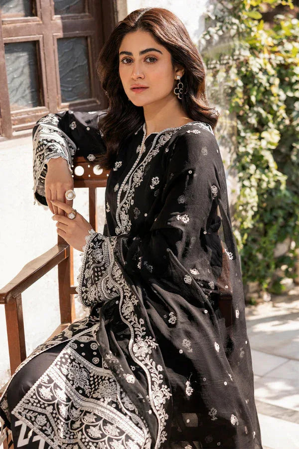 Farasha | Summer Weaves Embroidered Lawn | Midnight Glow - Aqsa Fabrics
