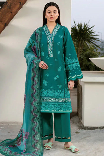 Farasha | Summer Weaves Embroidered Lawn | Dewy Teal - Aqsa Fabrics