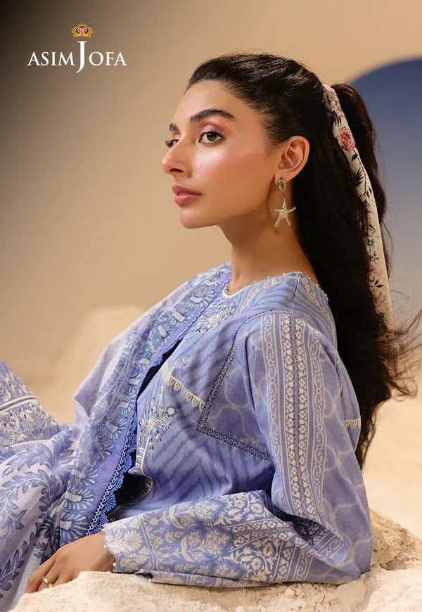 Asim Jofa | Summer Rhapsody | AJUBU-13 Printed Embroidered Lawn - Aqsa Fabrics