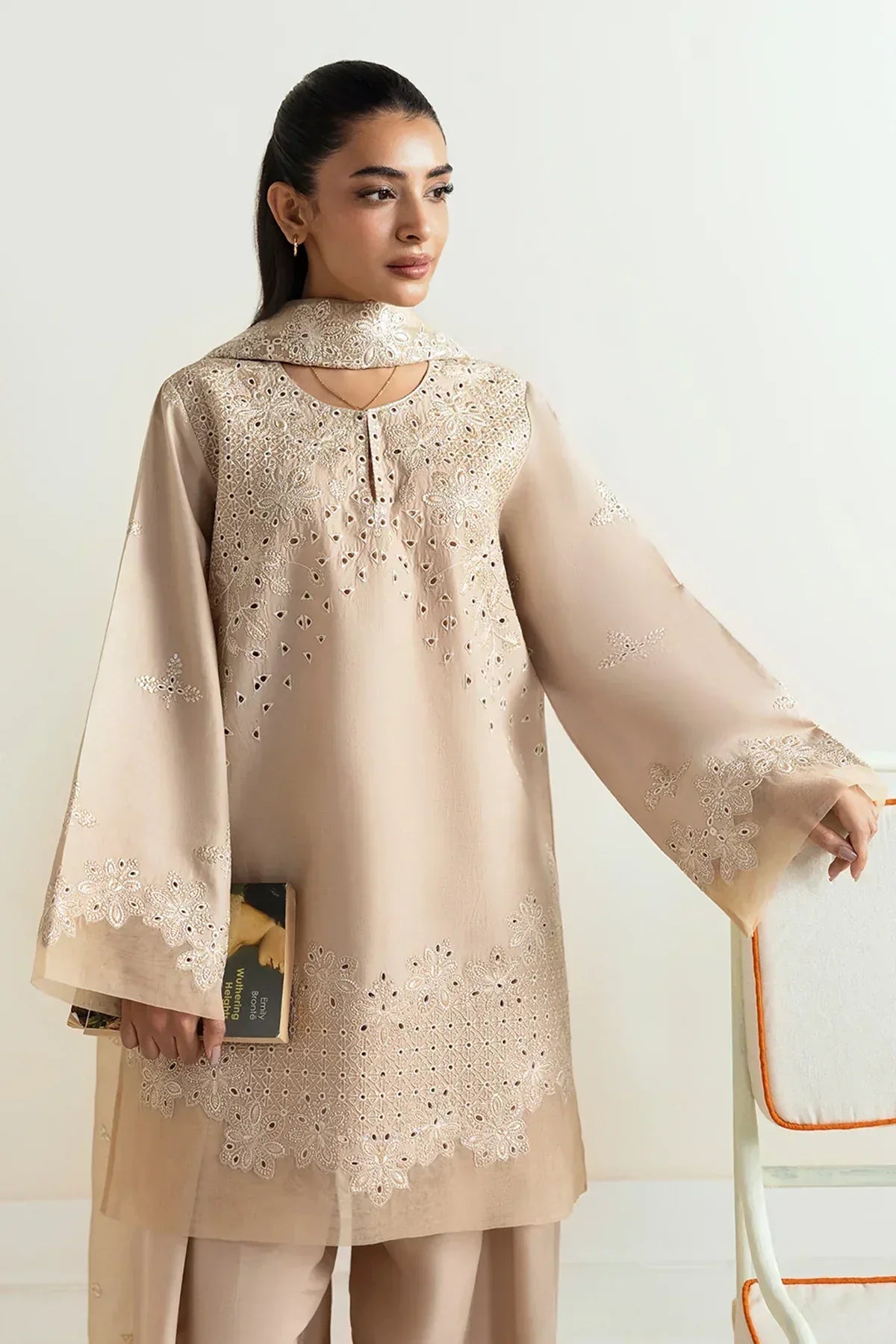 Afrozeh | Basic Pret 25 | Vanilla beige - Aqsa Fabrics