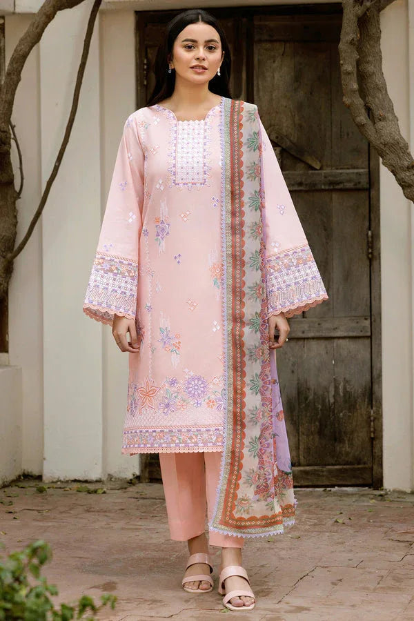 Farasha | Summer Weaves Embroidered Lawn | Coral Peach - Aqsa Fabrics
