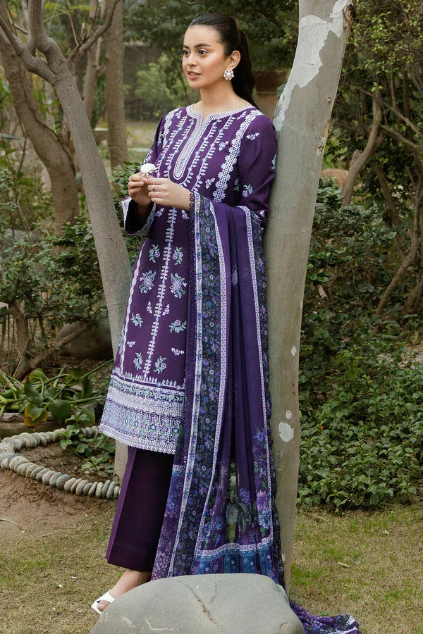 Farasha | Summer Weaves Embroidered Lawn | Regal Iris - Aqsa Fabrics