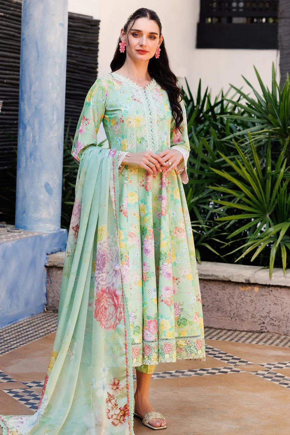 Farasha | Printed Essentials | Mint Dew - Aqsa Fabrics