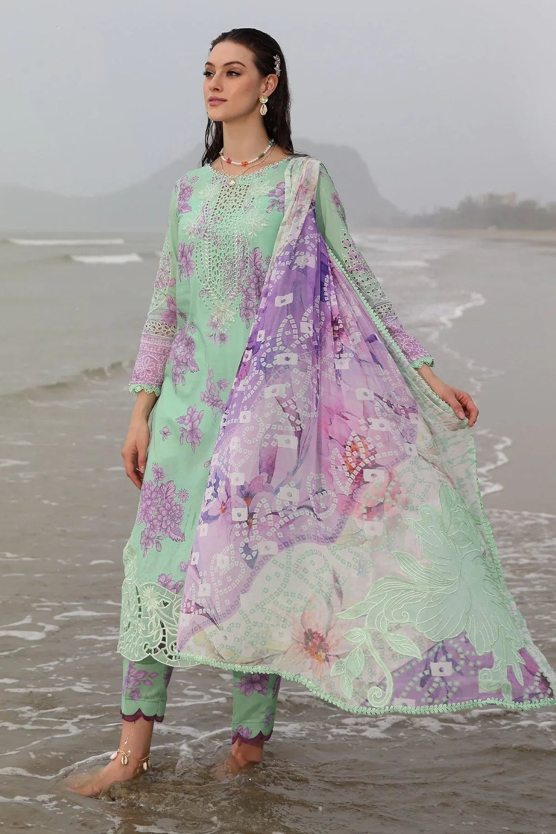 Nureh | Gardenia Embroidered Lawn 25 | NSG-174 - Aqsa Fabrics