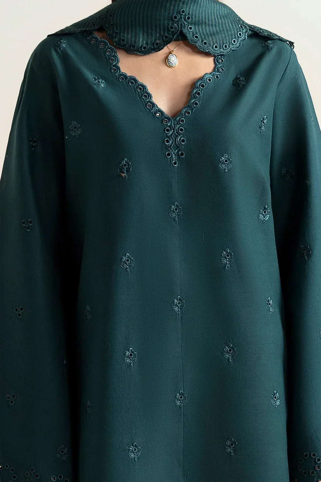 Afrozeh | Basic Pret 25 | Dark Kiwi - Aqsa Fabrics