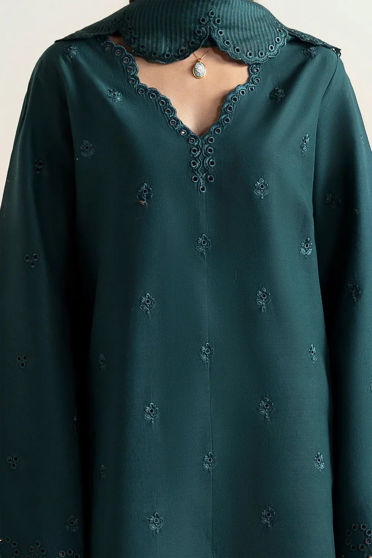 Afrozeh | Basic Pret 25 | Dark Kiwi - Aqsa Fabrics