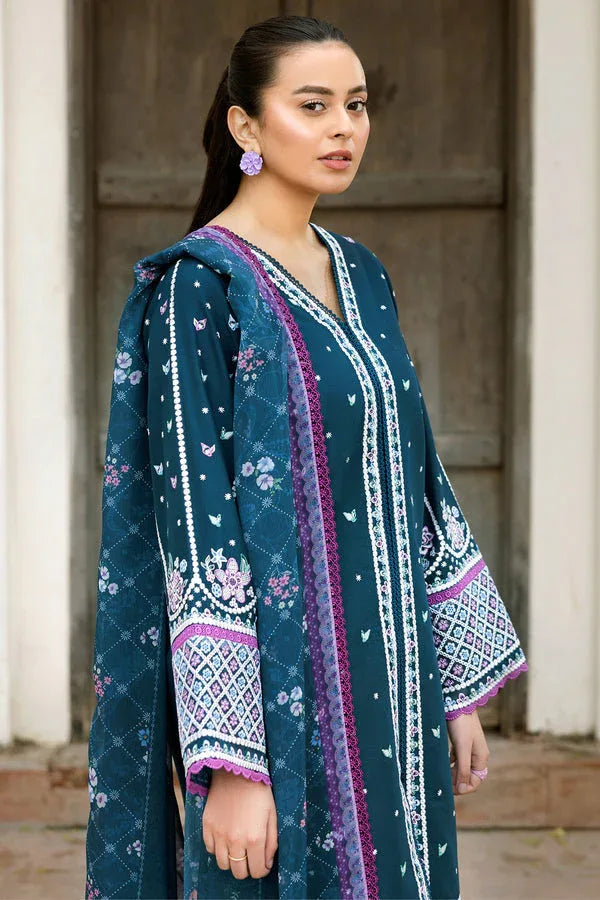 Farasha | Summer Weaves Embroidered Lawn | Blue Allure - Aqsa Fabrics