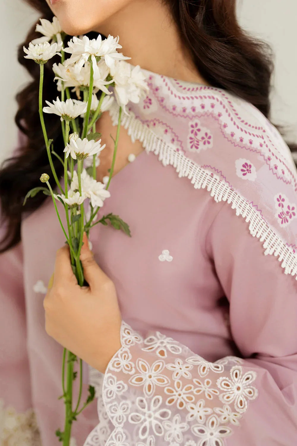 Farasha | Thread Lines Embroidered | Hazel Drape - Aqsa Fabrics