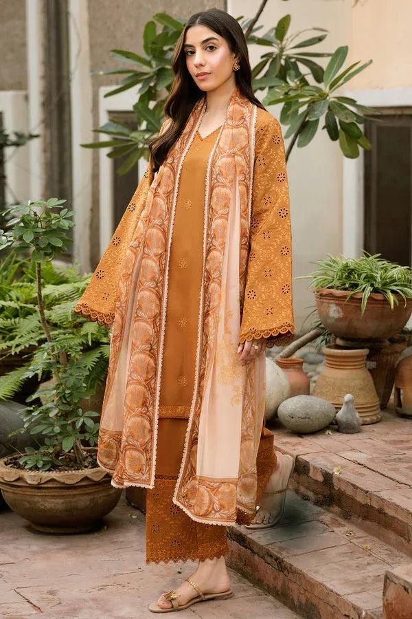 Farasha | Summer Weaves Embroidered Lawn | Golden Dusk - Aqsa Fabrics