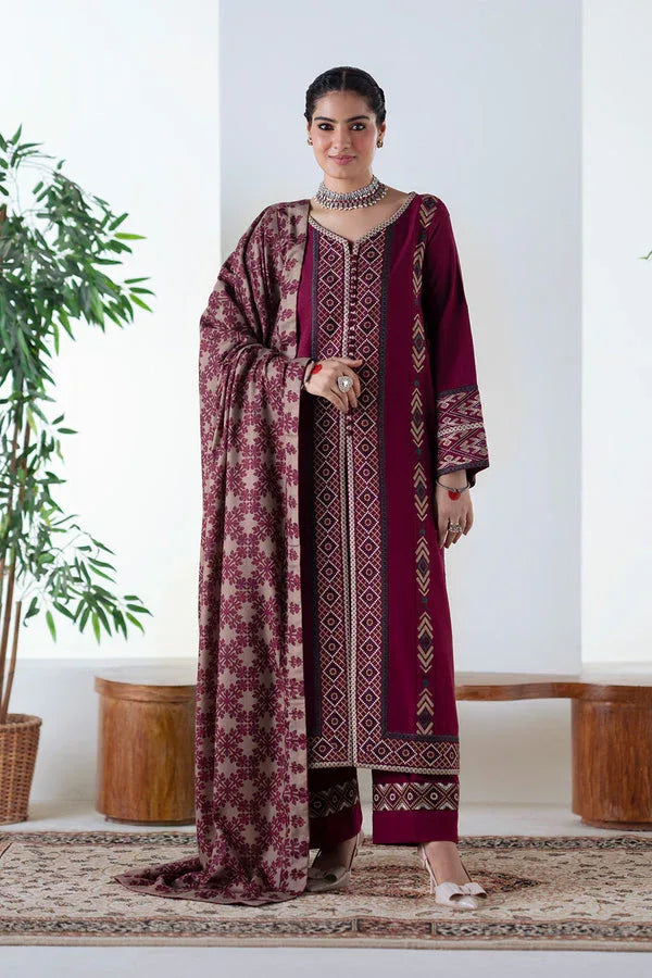 Maryum N Maria | Noore Winters 25 | 3 Piece Embroidered Khaddar MALALAI - FSU5670 - Aqsa Fabrics