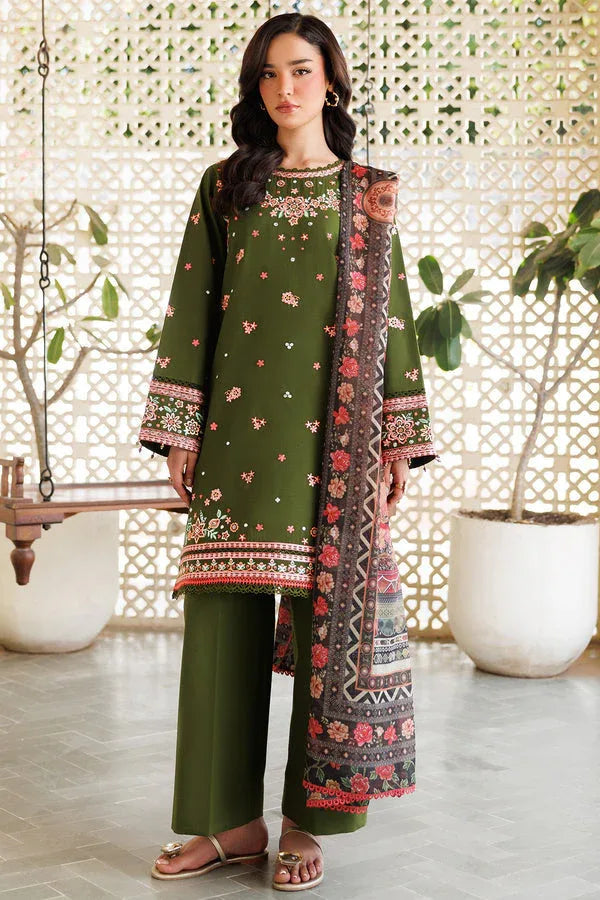 Farasha | Summer Weaves Embroidered Lawn | Olivine Dreams - Aqsa Fabrics