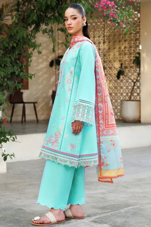 Farasha | Summer Weaves Embroidered Lawn | Ocean Veil - Aqsa Fabrics