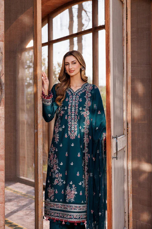 Farasha | Dastoor Embroidered Lawn SS24 | EMERALD CHARM - Aqsa Fabrics