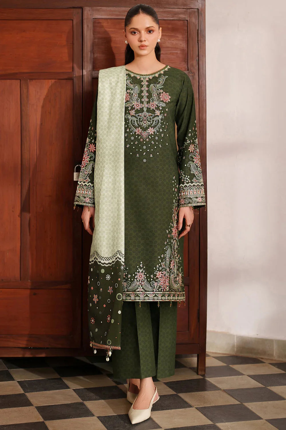 Farasha | Meline Premium Viscose 25 | Olive Drape - Aqsa Fabrics