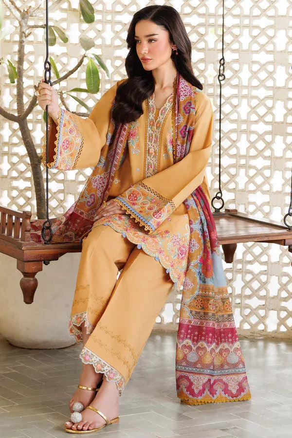 Farasha | Summer Weaves Embroidered Lawn | Golden Bloom - Aqsa Fabrics