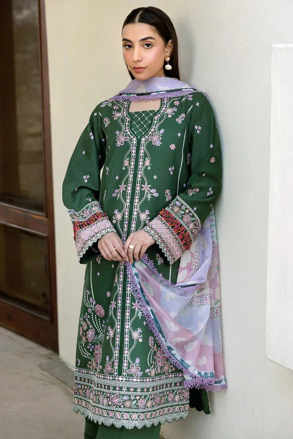 Farasha | Summer Weaves Embroidered Lawn | Emerald Eclips - Aqsa Fabrics