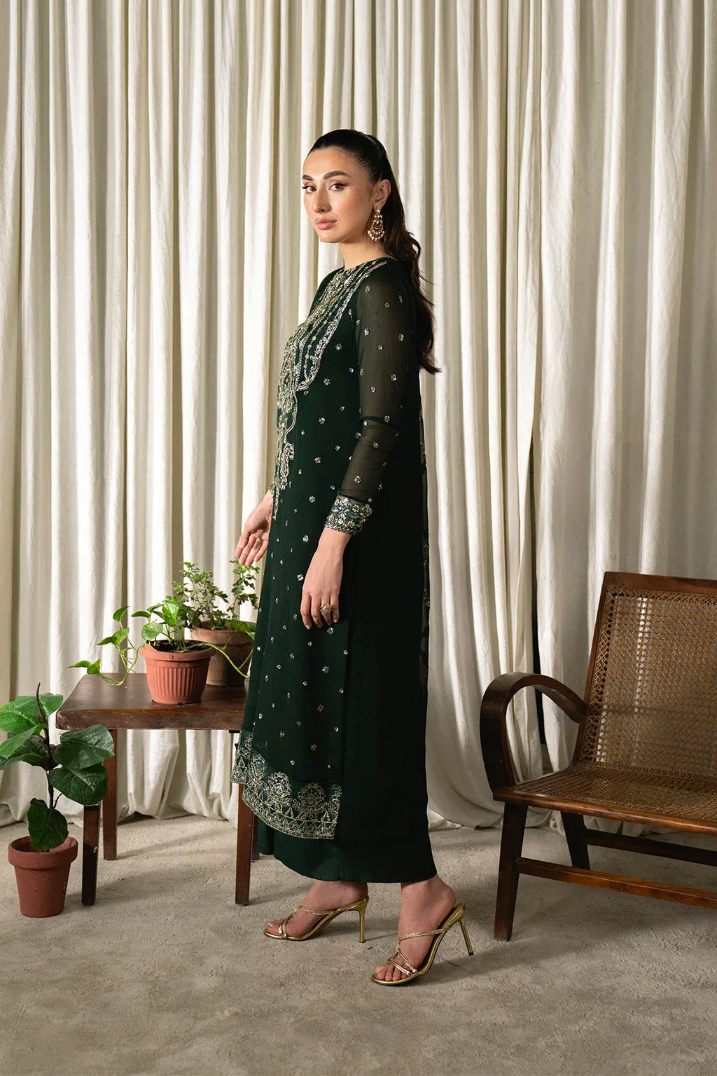 Neeshay | Ready to Wear Chiffon | RTW-CHFN-04 Green - Aqsa Fabrics