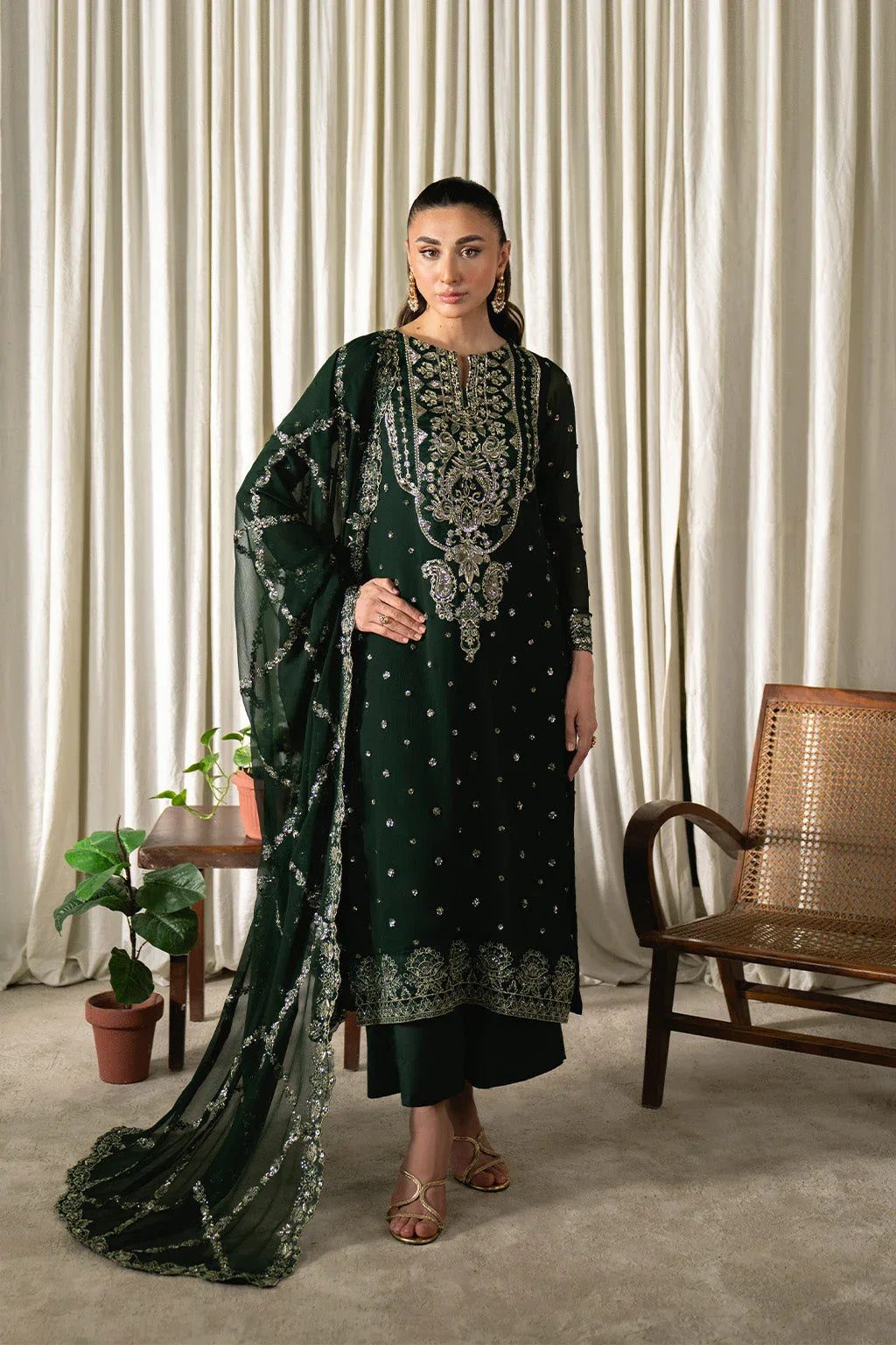Neeshay | Ready to Wear Chiffon | RTW-CHFN-04 Green - Aqsa Fabrics