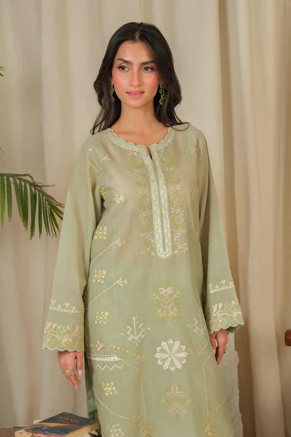 Noor by Saadia Asad | Noor Pret 25 | D4 - Muted Green - Aqsa Fabrics