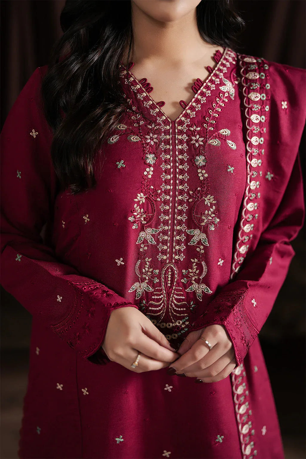 Neeshay | Winter Reverie | Merlot - Aqsa Fabrics