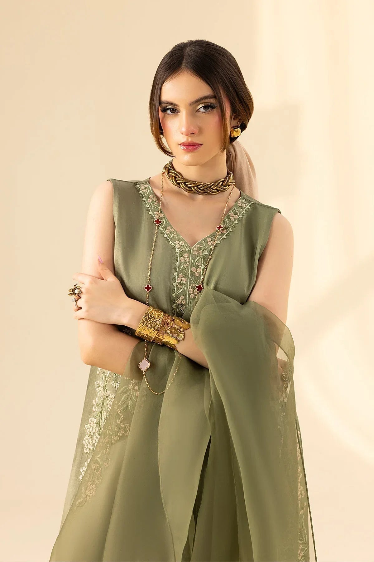 Erum Khan | Lillia Summer Edit | Olive Bloom - Aqsa Fabrics