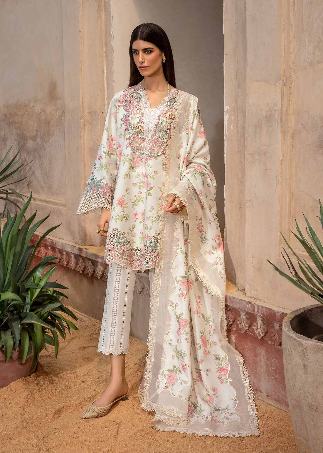 Crimson | Amal Winter 23 | A Flower Named Peace - CRWP - Aqsa Fabrics