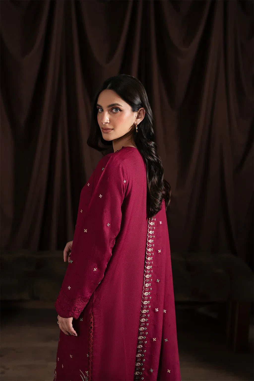 Neeshay | Winter Reverie | Merlot - Aqsa Fabrics