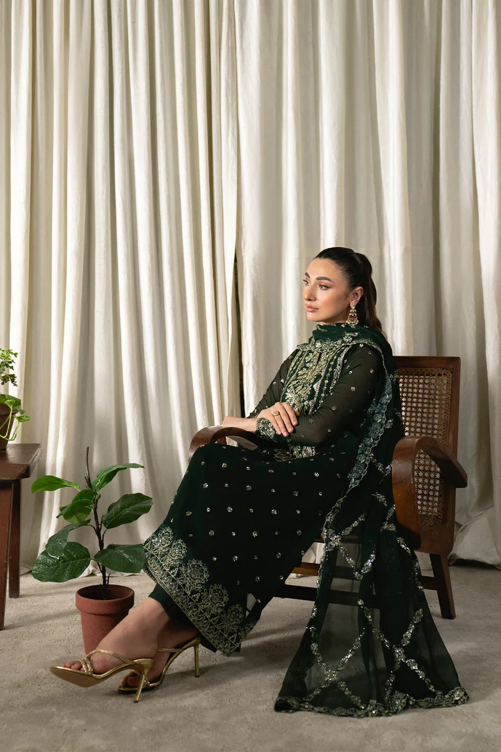 Neeshay | Ready to Wear Chiffon | RTW-CHFN-04 Green - Aqsa Fabrics