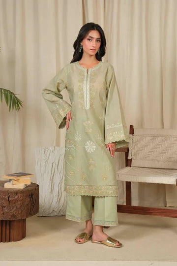 Noor by Saadia Asad | Noor Pret 25 | D4 - Muted Green - Aqsa Fabrics