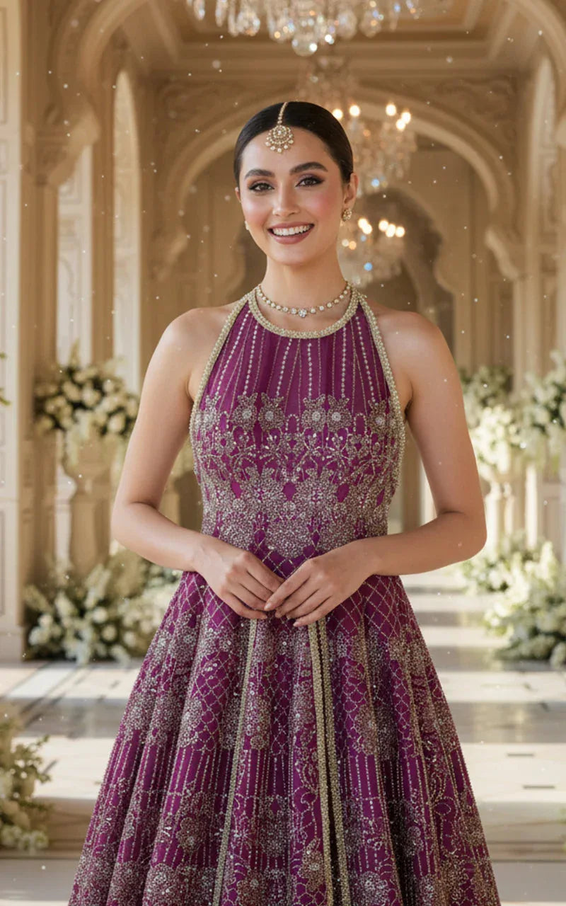 Embroidered Dress With Skirt and Dupatta